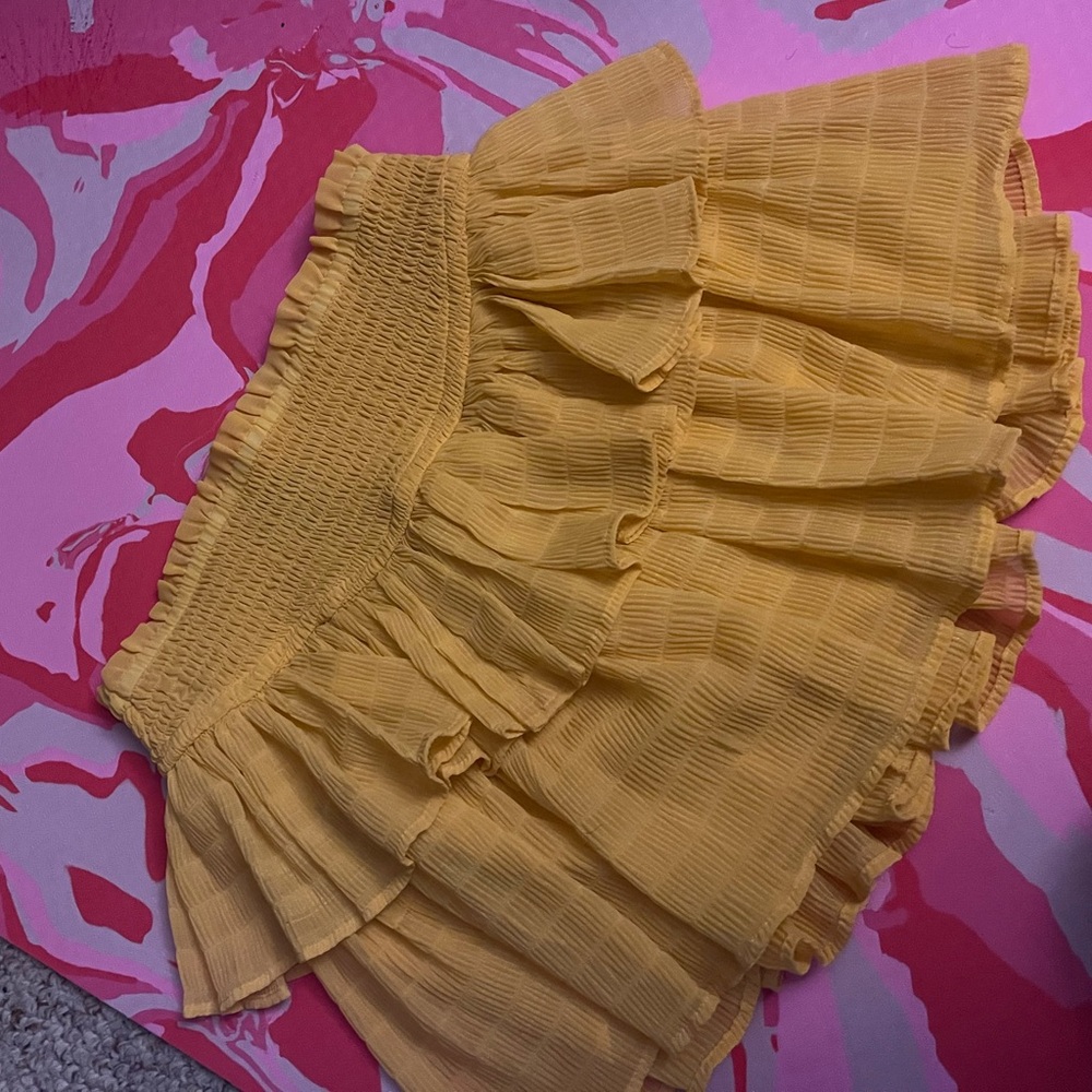 Forever 21 Tan Smocked Bubble Mini Skirt